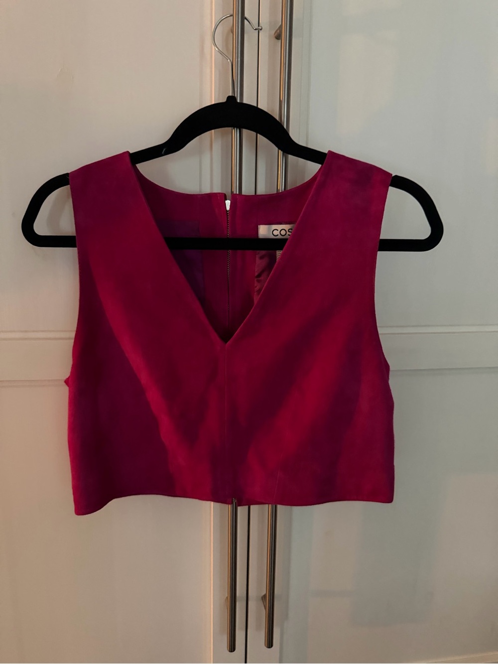 COS Magenta V-Neck Cropped Top